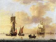 A royal yacht and small naval ship in a calm Francis Swaine